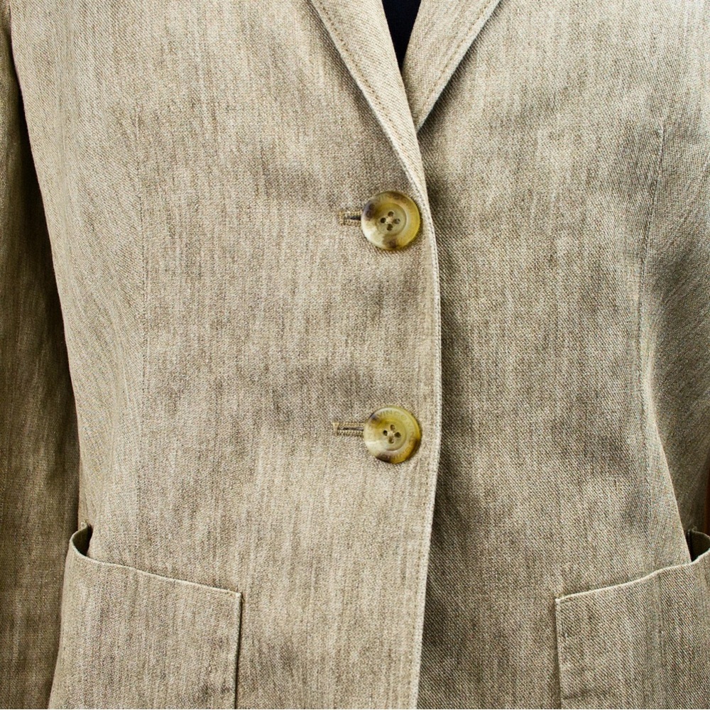 Vince Linen Blend Blazer Women’s Size 6 Beige Tailored Jacket - Picture 4 of 11